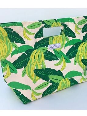 NWT Lilibridge Tropical Banana Print Canvas Beach Travel Vacation Tote Bag